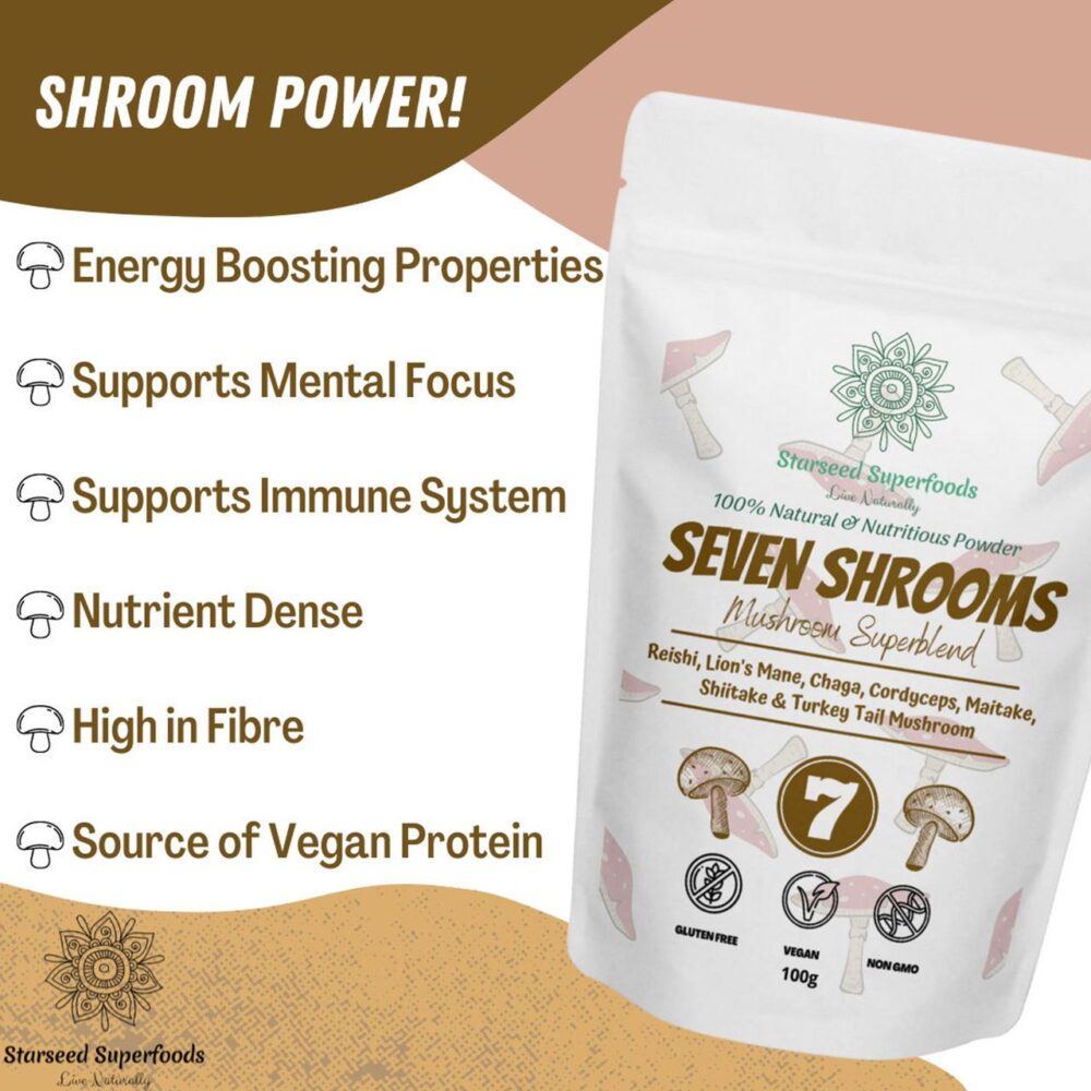 Seven Shrooms Medicinal Mushroom Blend 100g - Image 2